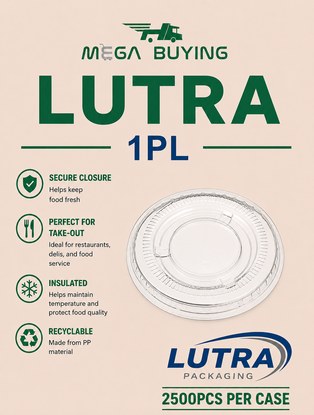1PL - 1oz Portion Lid 2500pcs/case