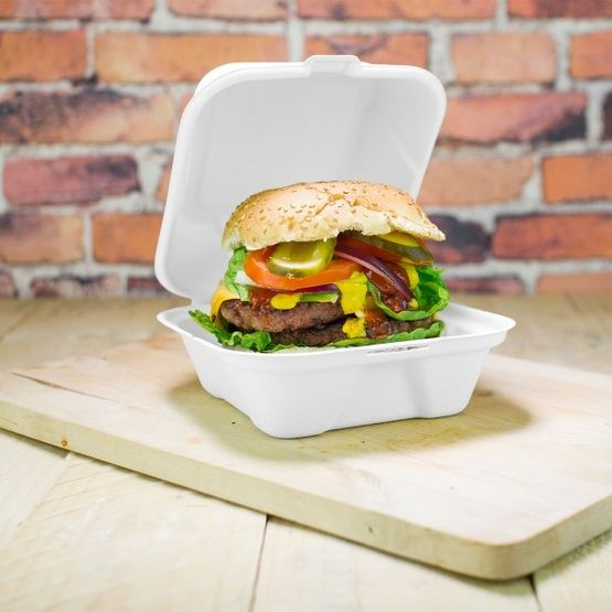 B003 6x6 Sugarcane Burger Box 500pcs/case