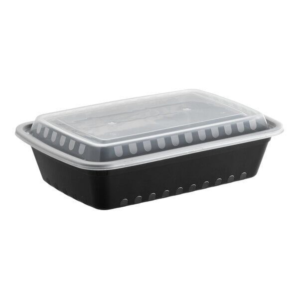 LR38B (38oz) - Black Rectangular Container - 150 Sets/case