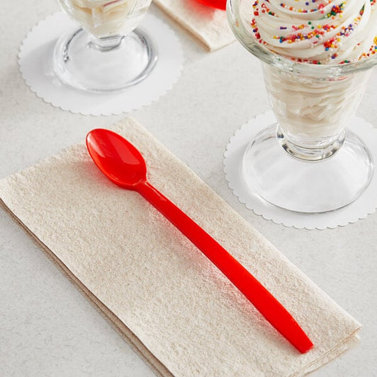 8" Red Polypropylene Plastic Spoon 1000pcs/case