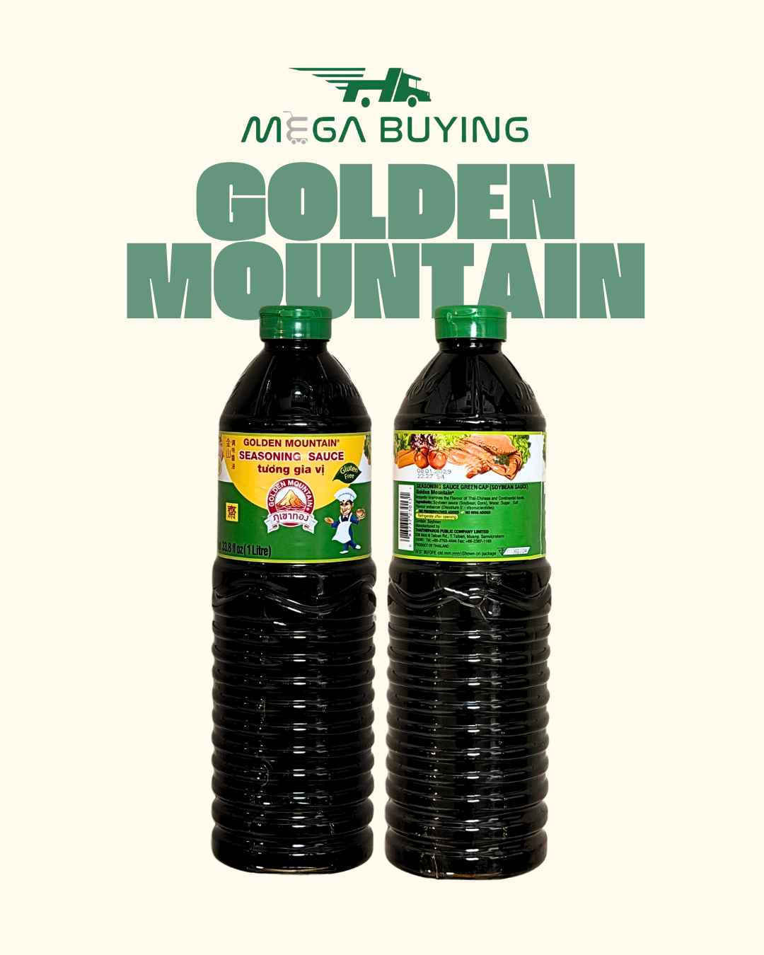 Golden Mountain Seasoning Sauce Green Cap 1L x 12botl/ case