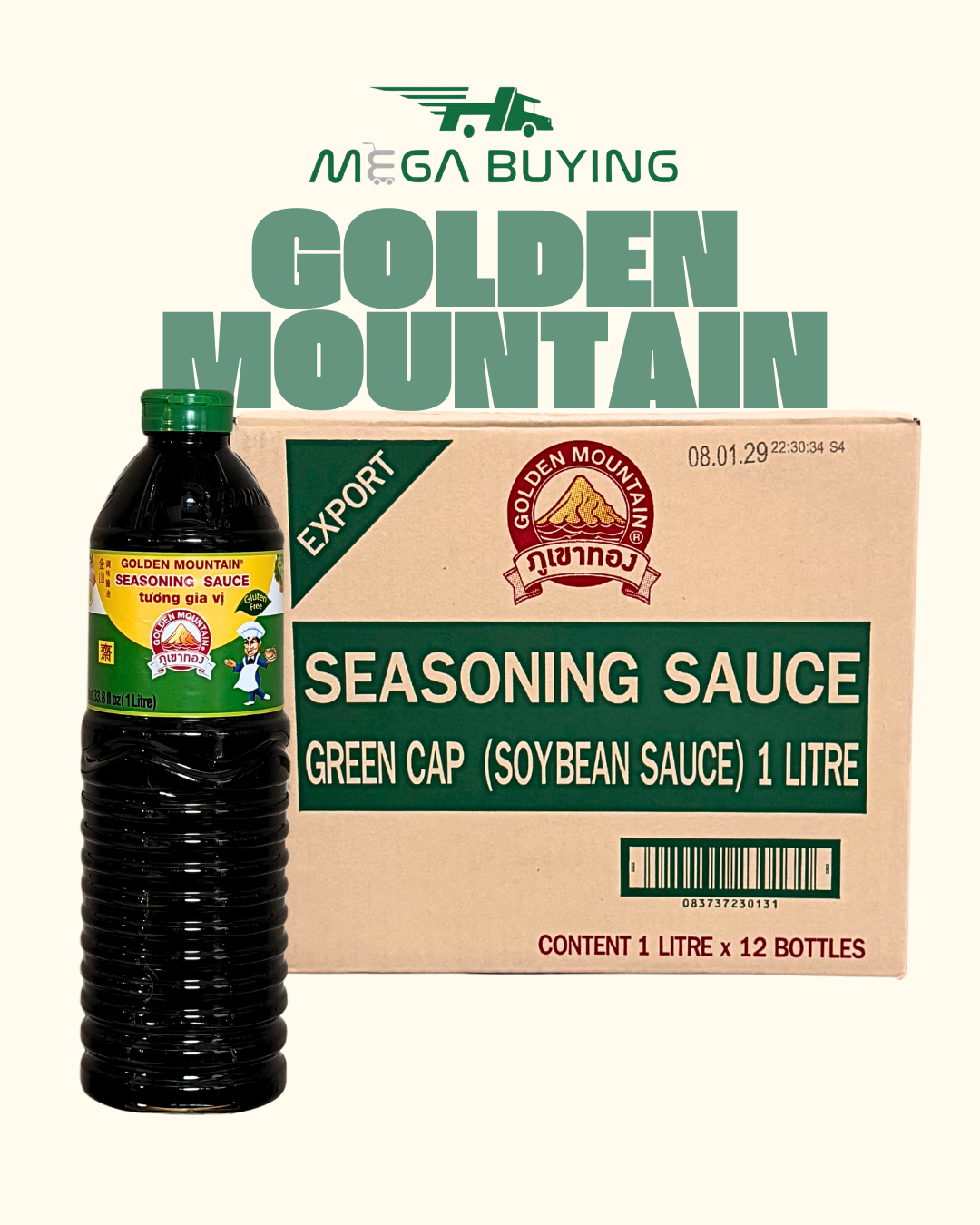 Golden Mountain Seasoning Sauce Green Cap 1L x 12botl/ case