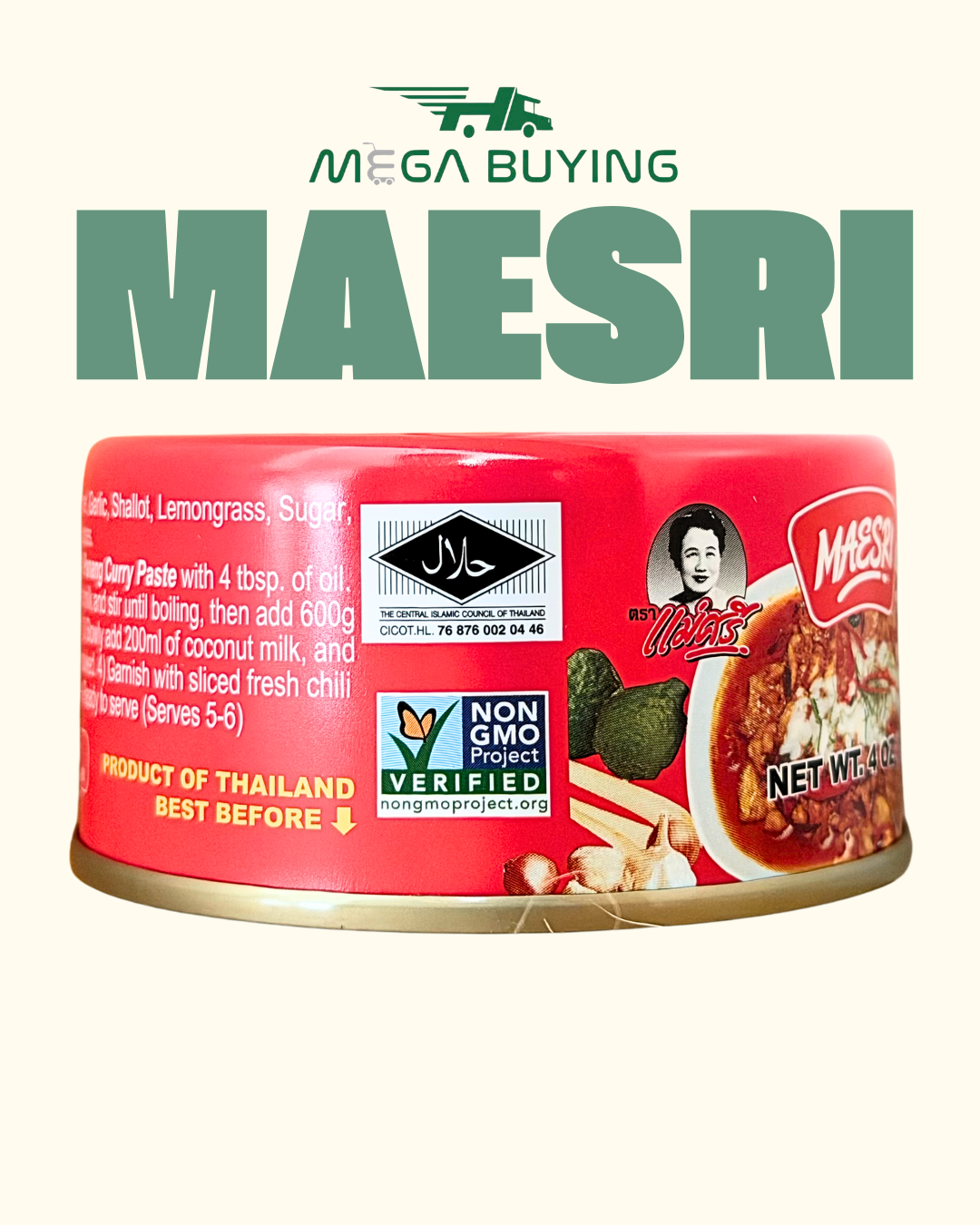 Maesri Panang Curry Paste - (S) 4oz x 48 Can/case