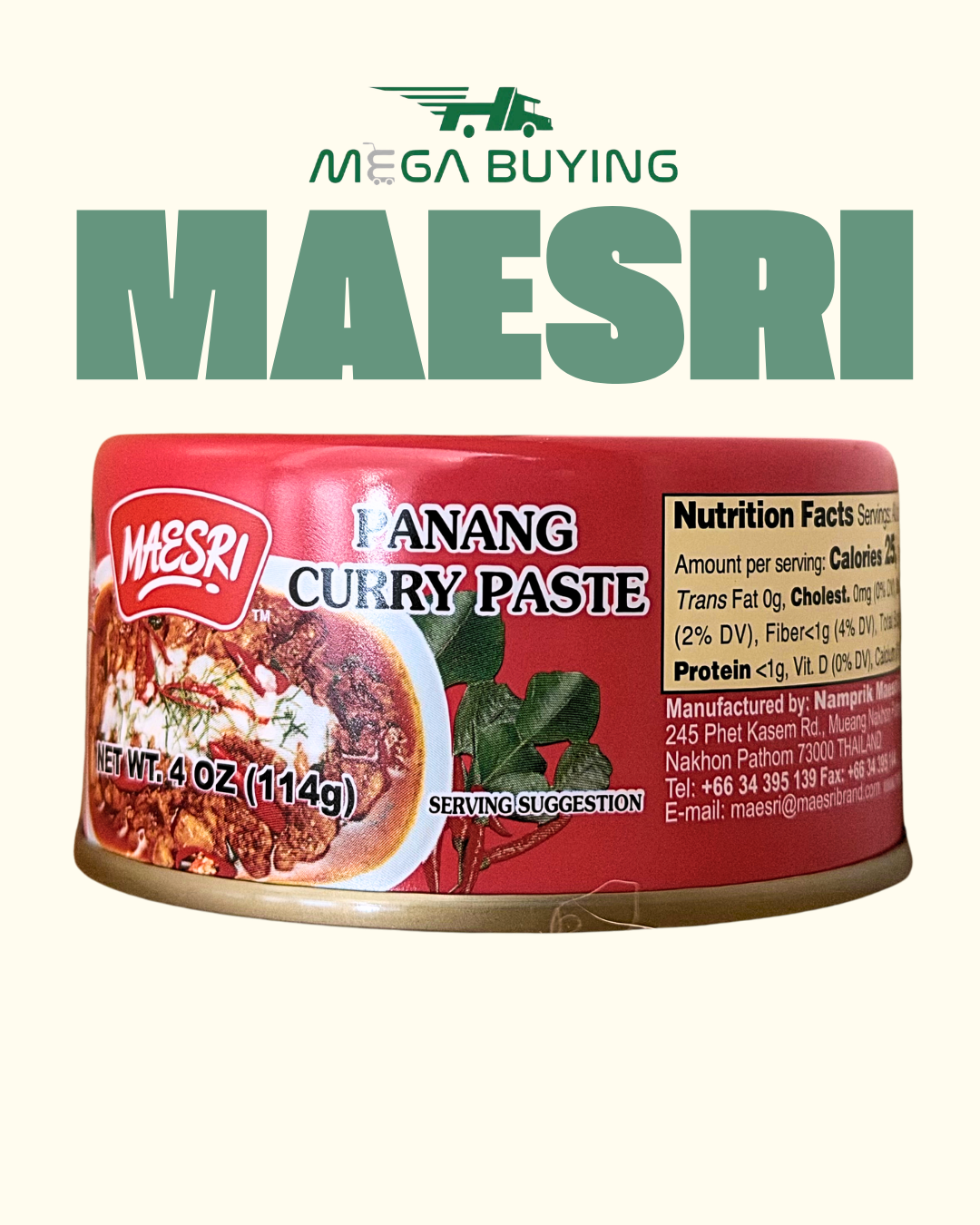 Maesri Panang Curry Paste - (S) 4oz x 48 Can/case
