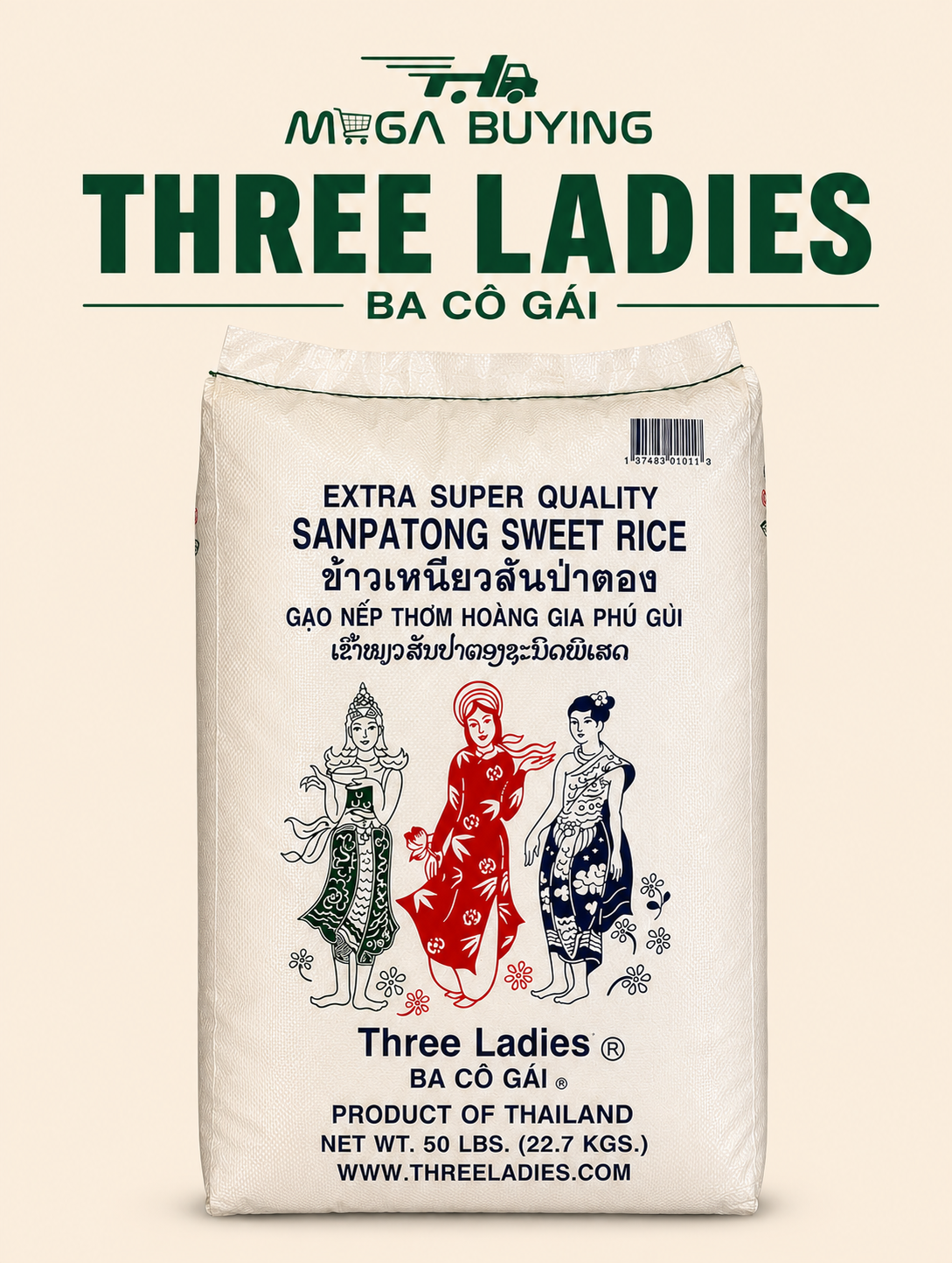 Three Ladies Sweet Rice 50LB