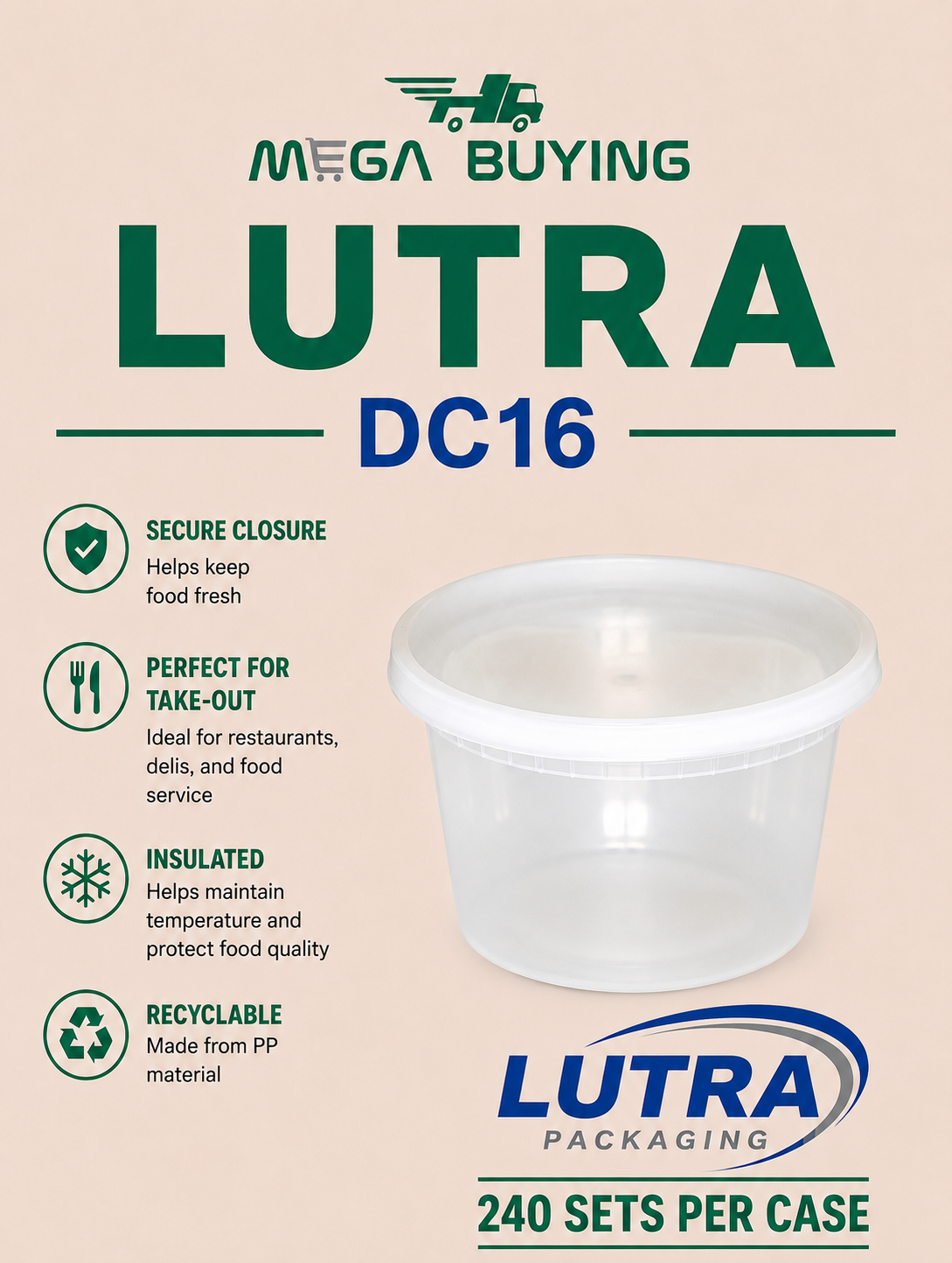 DC16 - 16oz Deli Soup Container 240 Sets/ case
