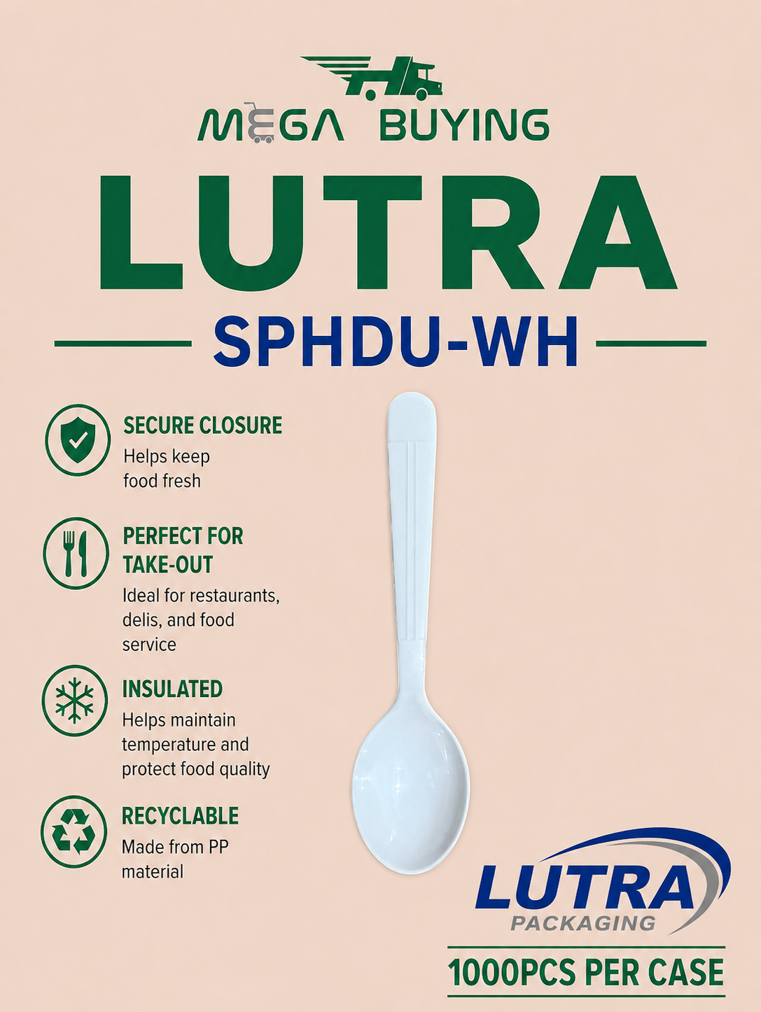 SPHDU-WH - Heavy Duty White Soup Spoon  - No Wrapped 1000pcs/case