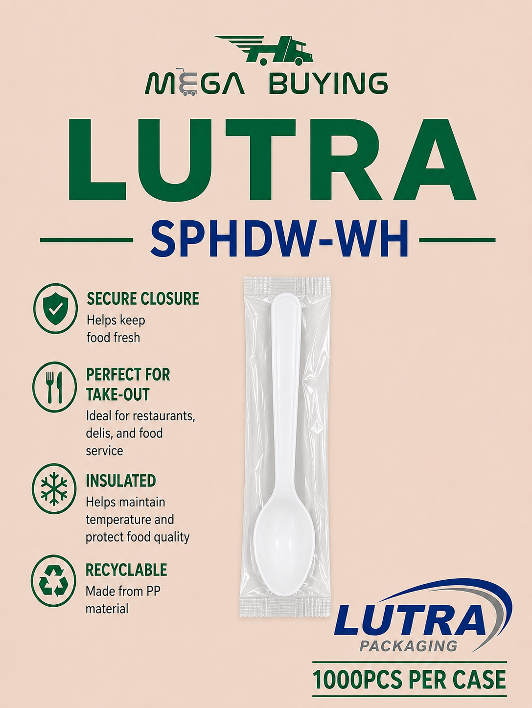 SPHDW-WH - Heavy Duty White Soup Spoon - Wrapped 1000pcs/case