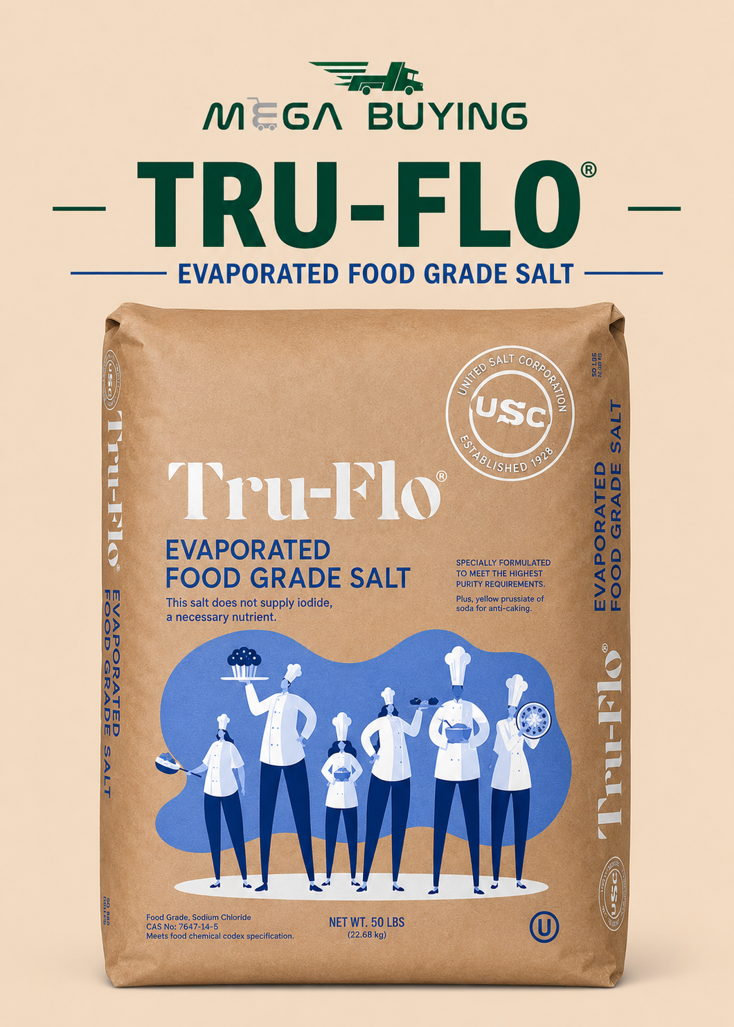 Tru-Flo Evaporated Food Grade Salt - 50LB