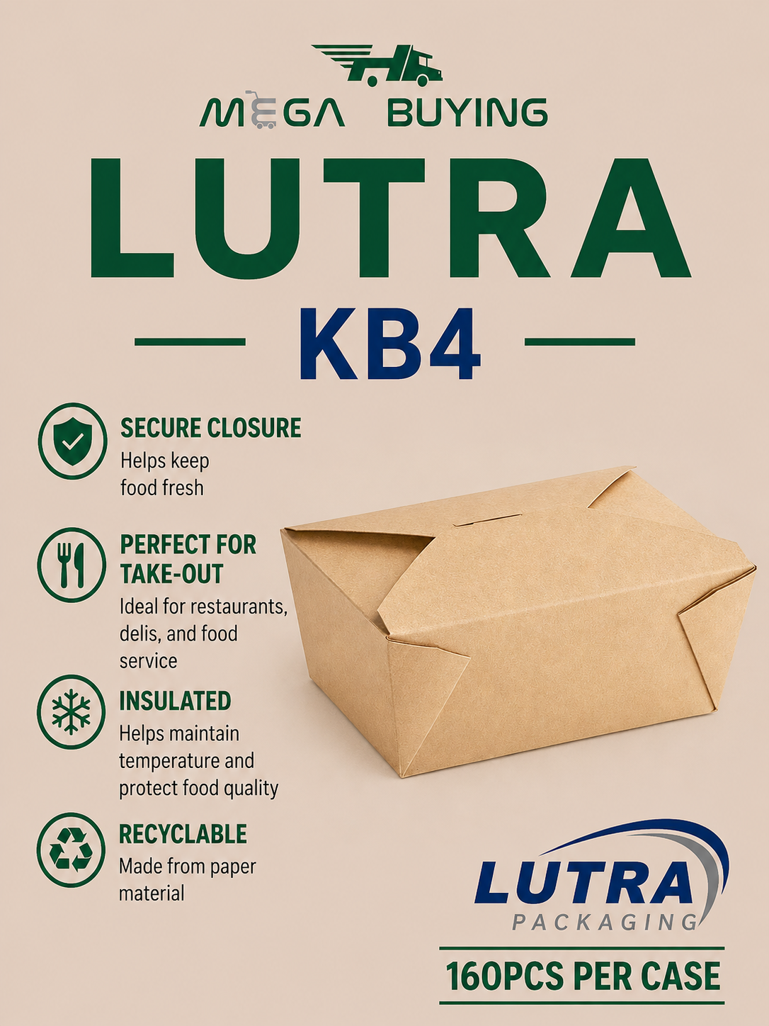 KB4 - Kraft Box #4 - 112oz - 160pcs/case