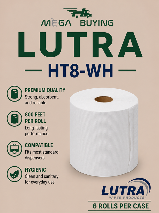 Hand Towel 8' - White - 800ft/roll - 6 rolls/case
