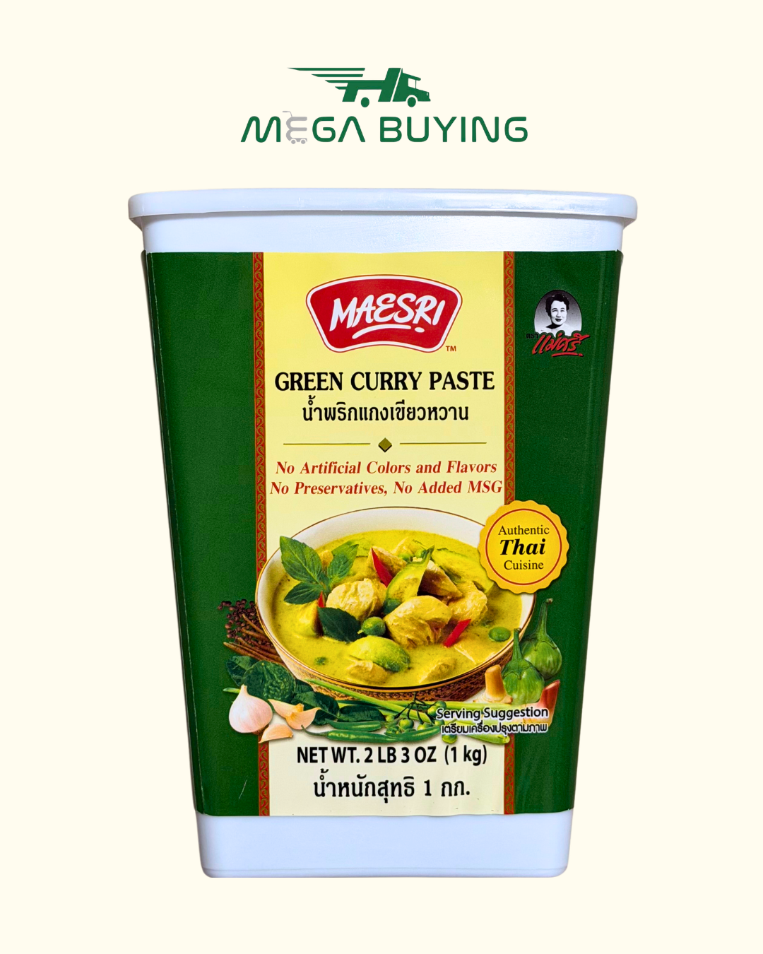 Maesri Green Curry Paste - (L) (VAC.PK) 1kg x 6 Jars/case