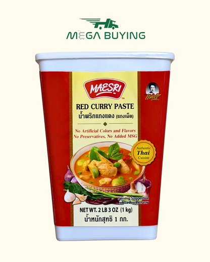 Maesri Red Curry Paste -(L) (VAC.PK) 1kg x 6 Jars/case