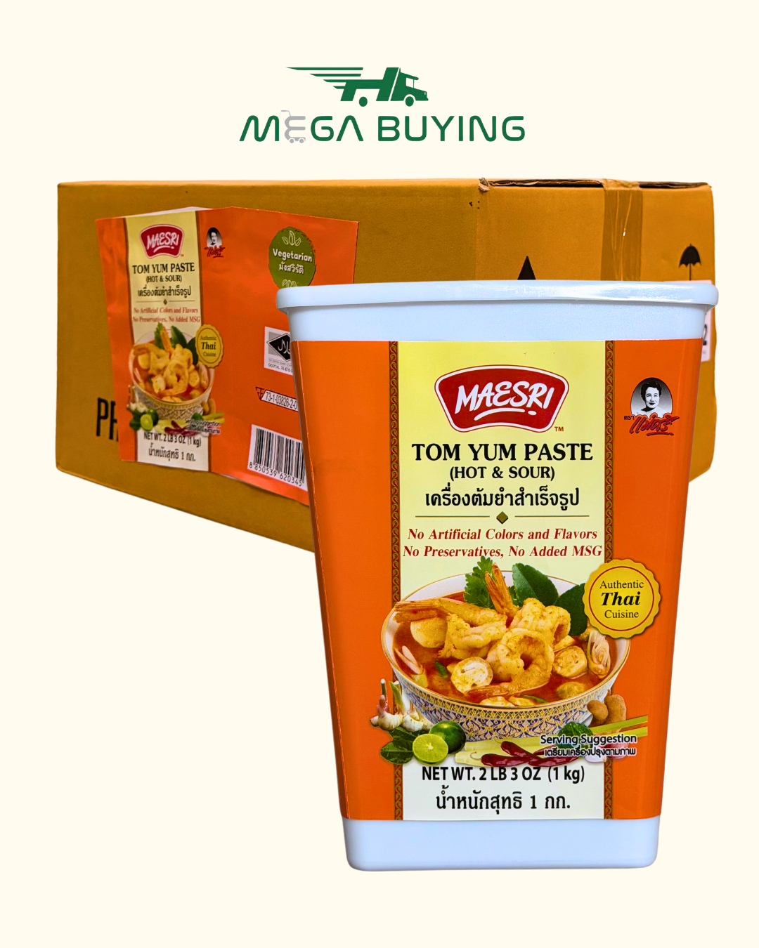 Maesri Tom Yum Paste -(L) (VAC.PK) 6jars x 1kg/case