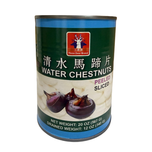Three Deer Water Chestnut Slice 20oz x24 can/case