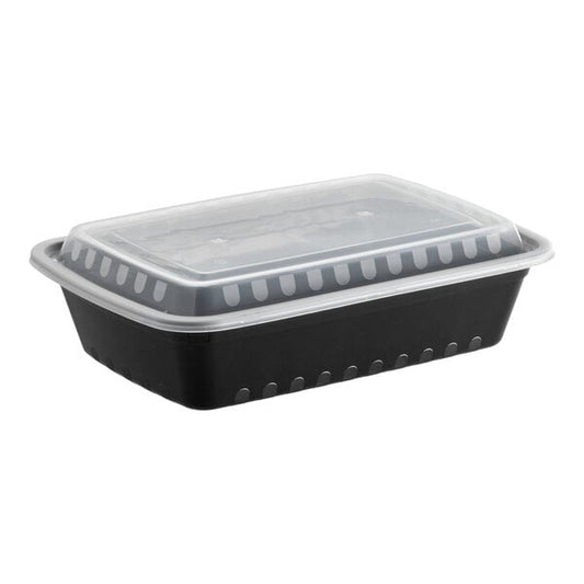 LR38B (38oz) - Black Rectangular Container - 150 Sets/case